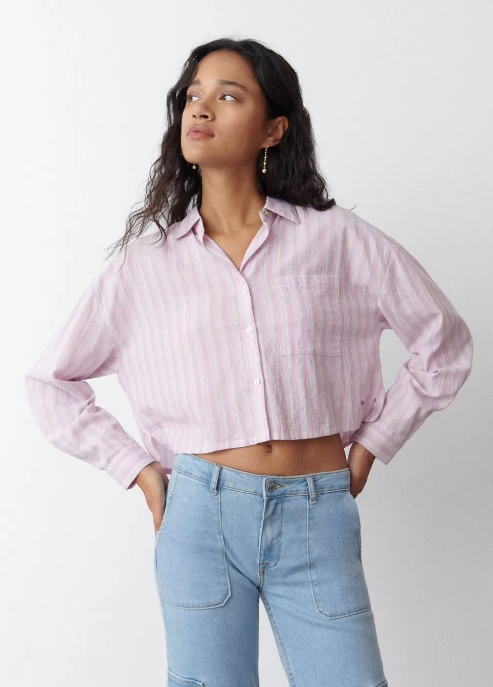 Flash Sale Brownie Spain Camisa Riscas Cropped